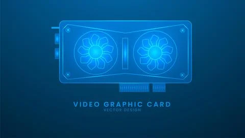 Computer card GPU. Video Graphic Card. Vector illustration with light effec.. Stock Illustration