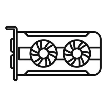 Computer card icon outline vector. Pc gpu Illustrazione stock