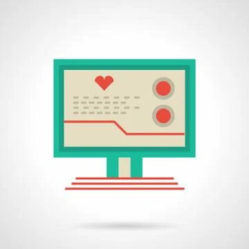 Computer cardiology flat color vector icon Illustrazione stock