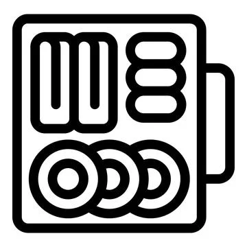 Computer case containing cpu, ram memory and hard drive icon vector outline Stock Illustration