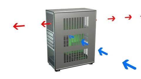 Computer case  cooling . Arrows indicate airflow . 3d animation Stock-Footage 114426767
