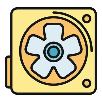 Computer case cooling fan generating airflow icon Stock Illustration