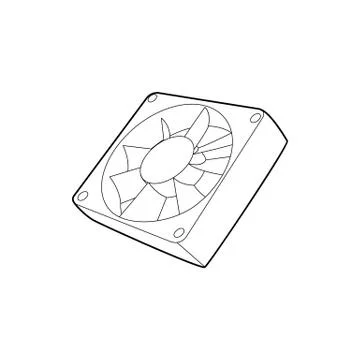 Computer case cooling fan icon, outline style Stock Illustration