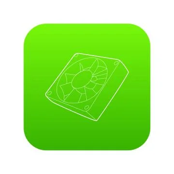 Computer case cooling fan icon green vector Stock Illustration
