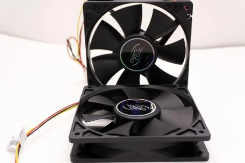 Computer case cooling fan isolated on white background. Stock Photos