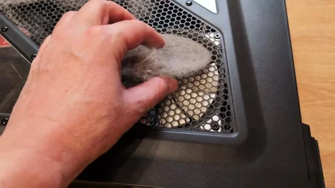 Computer case fan fur and dust removal Stock Footage 262626778