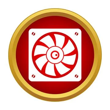 Computer case fan icon red gold circle Stock Illustration