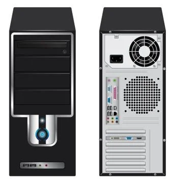 Computer case front and rear side 스톡 일러스트
