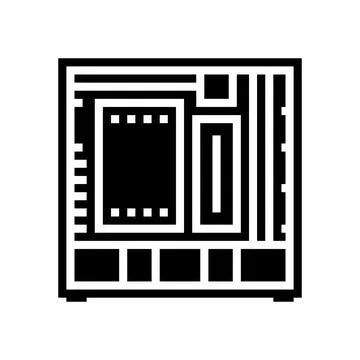 Computer case gaming pc glyph icon vector illustration Stock Illustration