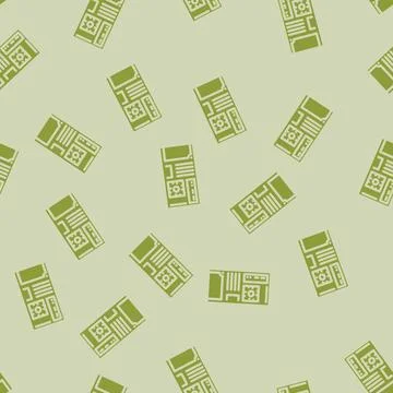Computer case gaming pc glyph vector seamless pattern Stock Illustration