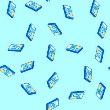 Computer case gaming pc isometric icon seamless pattern Stock Illustration