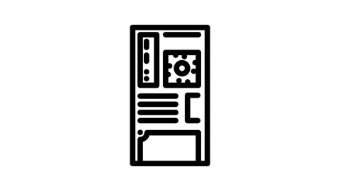 Computer case gaming pc line icon animation Stock Footage 326763955