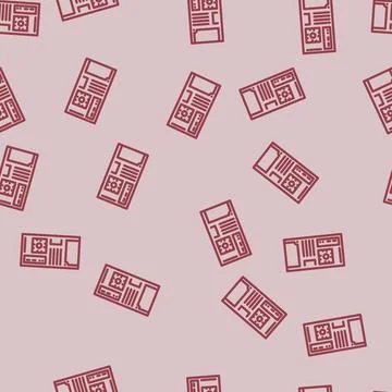 Computer case gaming pc line vector seamless pattern Stock Illustration