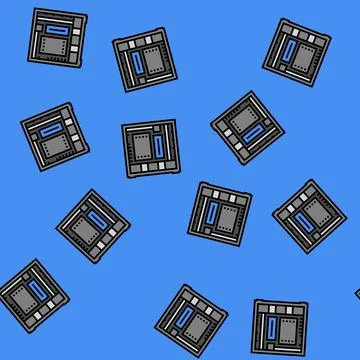 Computer case gaming pc vector seamless pattern Stock Illustration