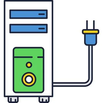 Computer case icon server tower isolated vector. Stock Illustration