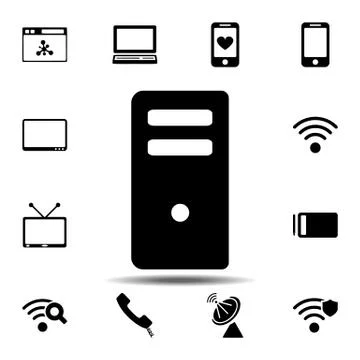Computer case icon. Simple glyph vector element of Technology icons set for U Stock Illustration