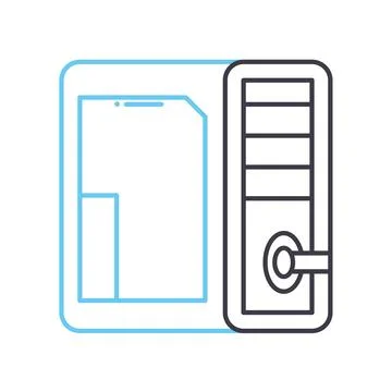 Computer case line icon, outline symbol, vector illustration, concept sign Stock Illustration