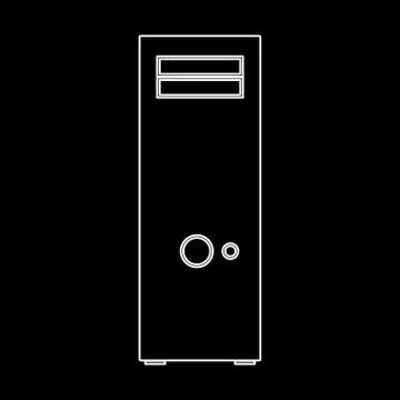 Computer case or system unit white color icon . Stock Illustration