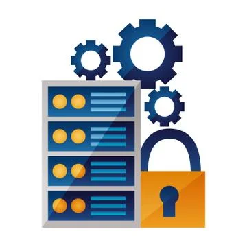 Computer case padlock security settings Illustrazione stock