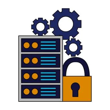 Computer case padlock security settings Stock Illustration