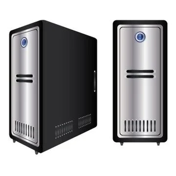 Computer Case. Realistic Case of Computer Isolated On White Background. Stock Illustration