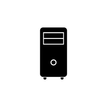 Computer Case Tower, PC System Case Flat Vector Icon Stock Illustration