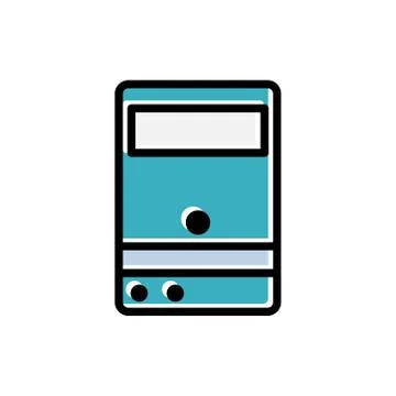 Computer case vector flat icon personal computer desktop tower. technology se Stock-Illustration