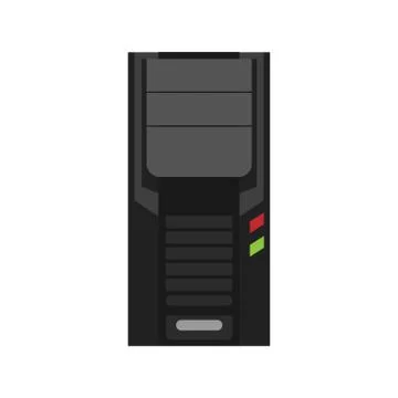 Computer case vector icon PC desktop tower. Technology server systme CPU hard Stock Illustration
