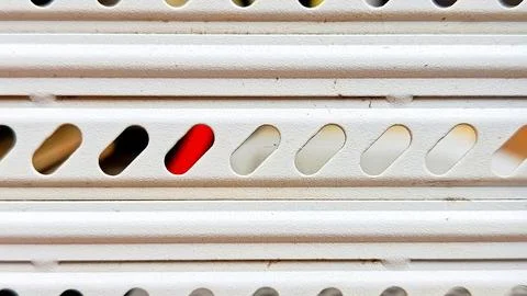 Computer Case Vent Slots on Metal Panel with Horizontal Perforated Design Stock Photos