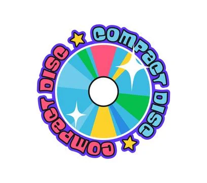 Computer CD disk Y2K groovy sticker or label Stock Illustration
