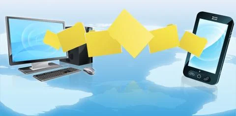 Computer cell phone folder transfer Illustrazione stock