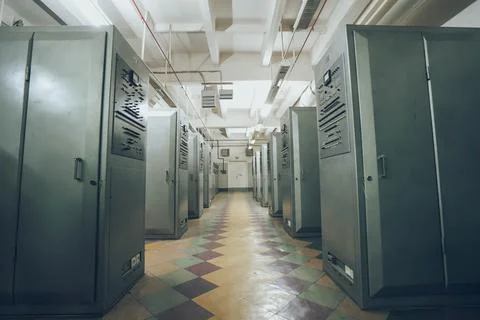 Computer center cabinets from the Soviet Union times. Computer of the 70s in Stock Photos