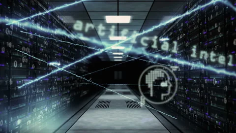 Computer center server artificial intelligence Video stock 112892869