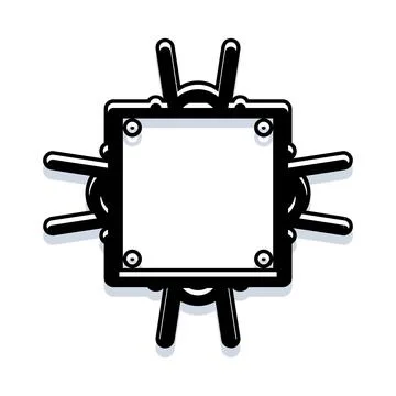 Computer central processing unit chip outline icon Stock Illustration