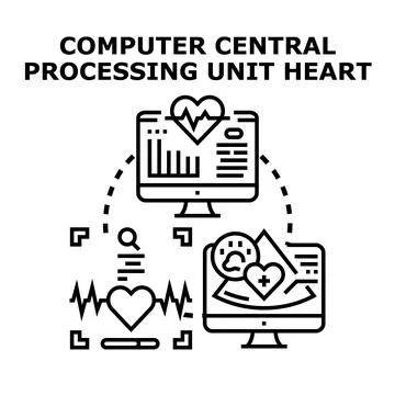 Computer central processing unit heart system Stockillustratie