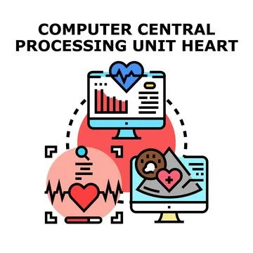 Computer central processing unit heart system Stock Illustration