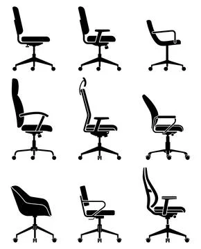 Computer chair silhouette side view black color. Stock-Illustration