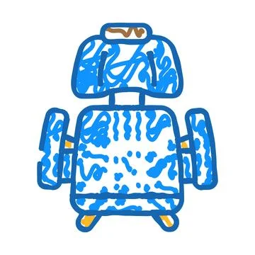 Computer chair top view icon doodle illustration Stock Illustration