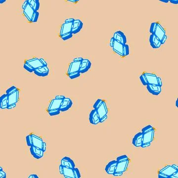 Computer chair top view isometric icon seamless pattern Stock Illustration