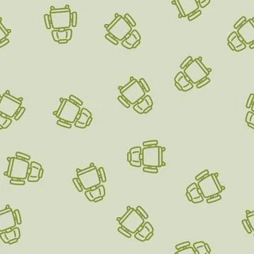 Computer chair top view line vector seamless pattern Stock Illustration
