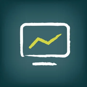 Computer chalk hand-drawn icon with yellow graph Stock-Illustration