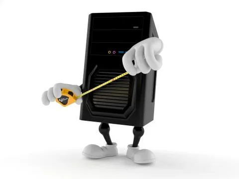 Computer character holding measuring tape Stock Illustration