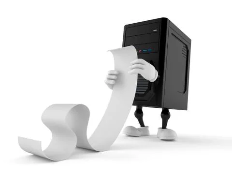 Computer character reading long list Stock Illustration