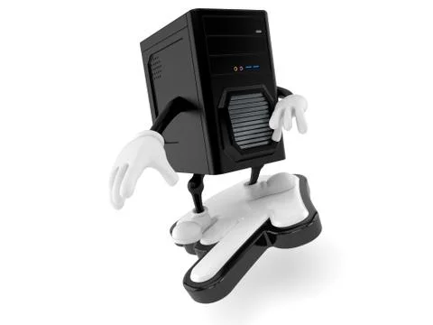 Computer character surfing on cursor Stock Illustration