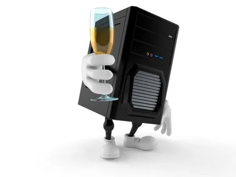 Computer character toasting Stock Photos
