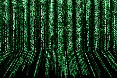 Computer characters falling from the top screen Stock Illustration