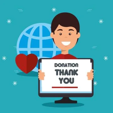 Computer with charity donation online Stock Illustration