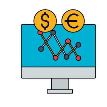 Computer chart exchange stock market Stock Illustration