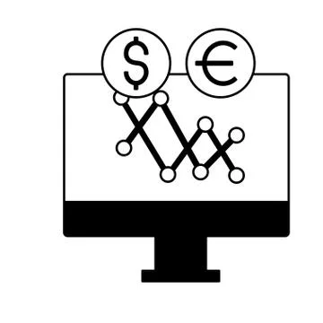 Computer chart exchange stock market Illustrazione stock
