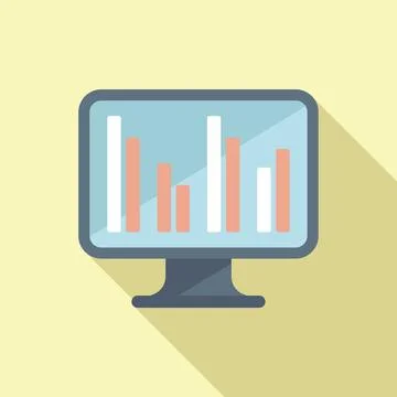 Computer chart icon flat vector. Business report Stock Illustration